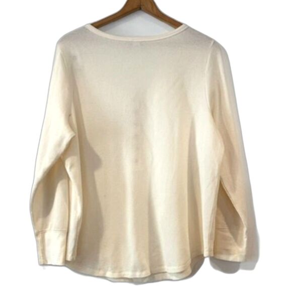 Old Navy Henley Thermal Tee Long Sleeves Scoop Neck Creme de la Creme XL NEW NWT - Picture 2 of 7
